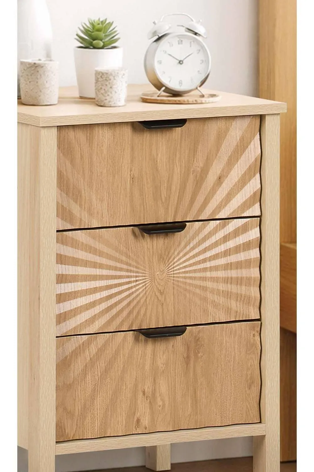 Birlea Pair Of Solstice 3 Drawer Bedside Cabinet Chest Table Light Oak in Brown 2