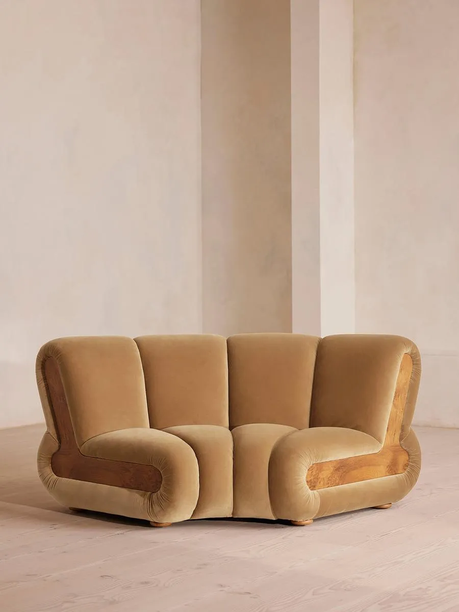 Noelle Modular Curved Armchair, Velvet Camel