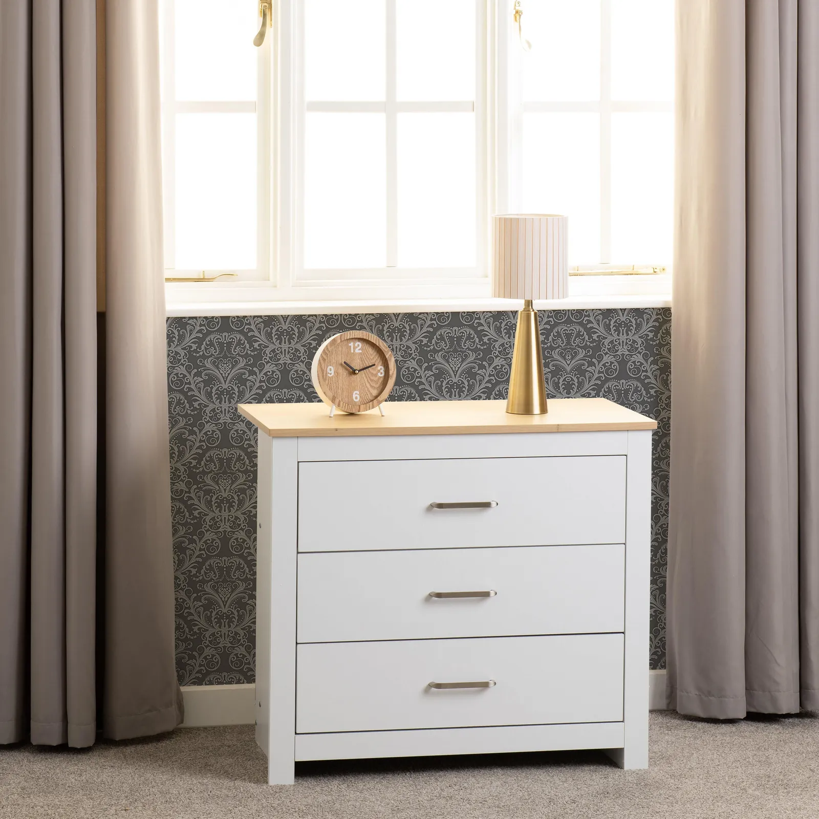 Seconique Portland 3 Drawer Chest in White