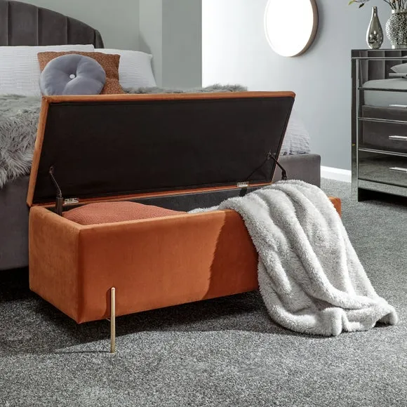 Mystica Velour Ottoman Storage Bench 3