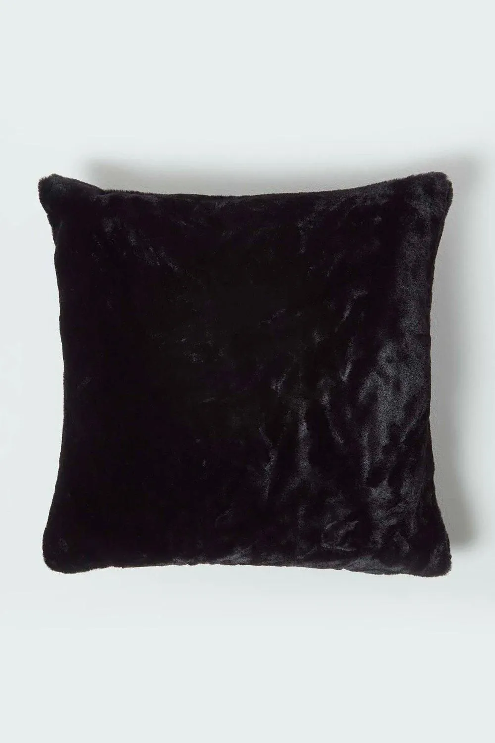 Homescapes Soft Touch Faux Fur Cushion 46 x 46 cm in Black 1