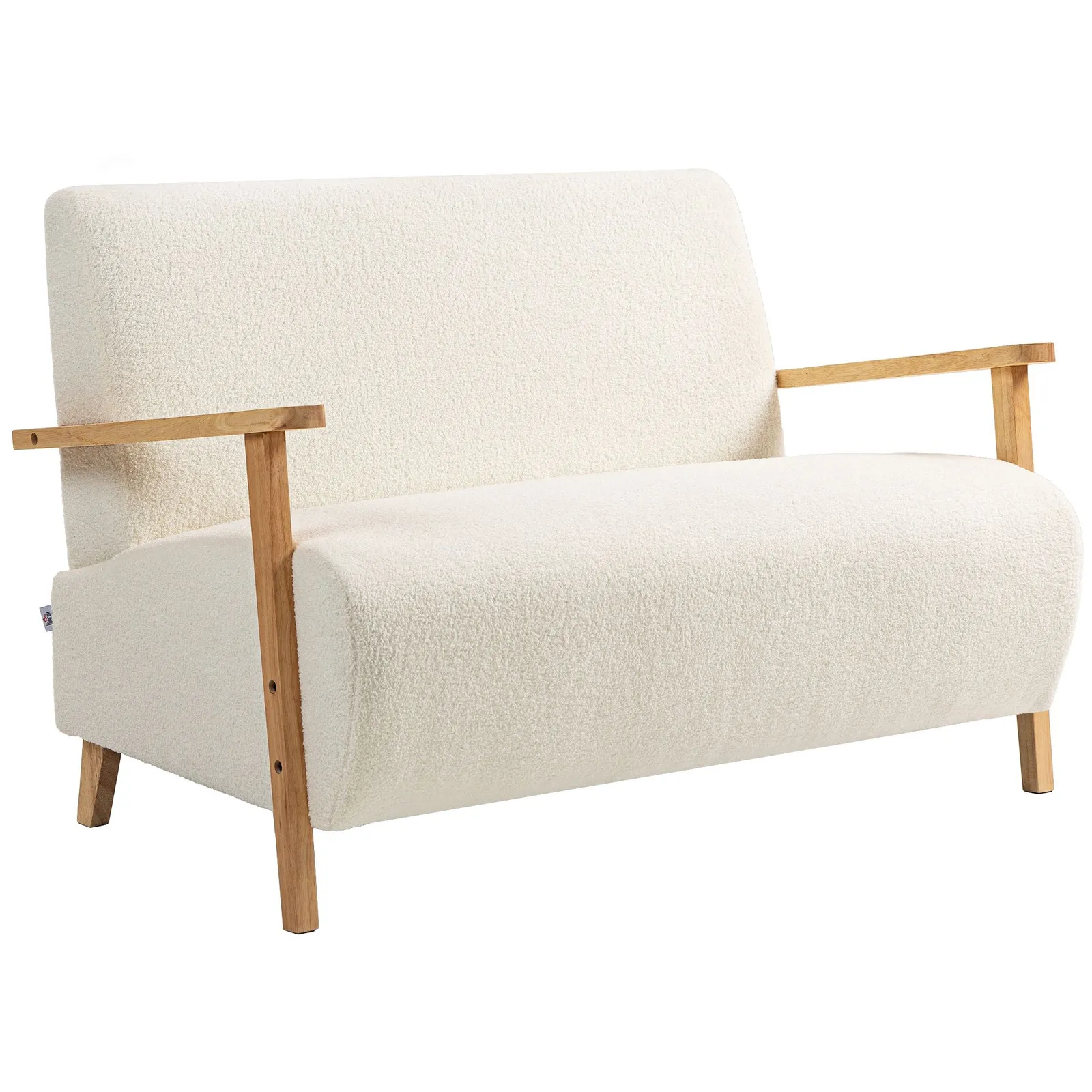 HOMCOM 2 Seater Sofa, Fabric Modern Loveseat for Living Room, Cream 2