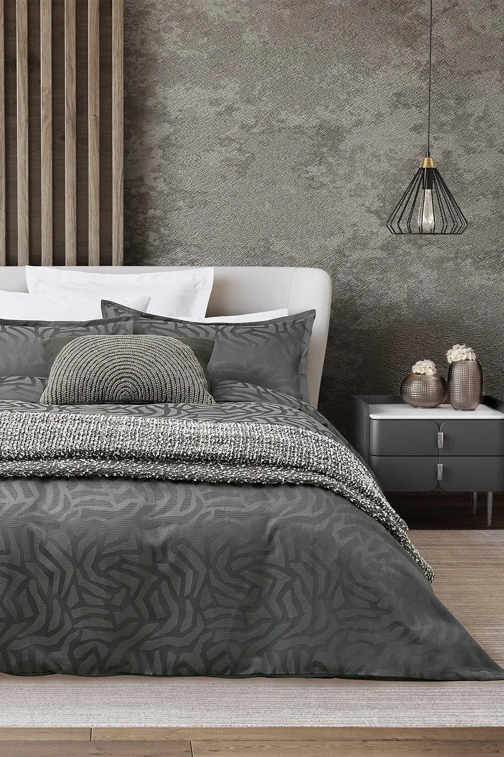Nalu Nicole Scherzinger 'Makia' Duvet Cover Set in Charcoal