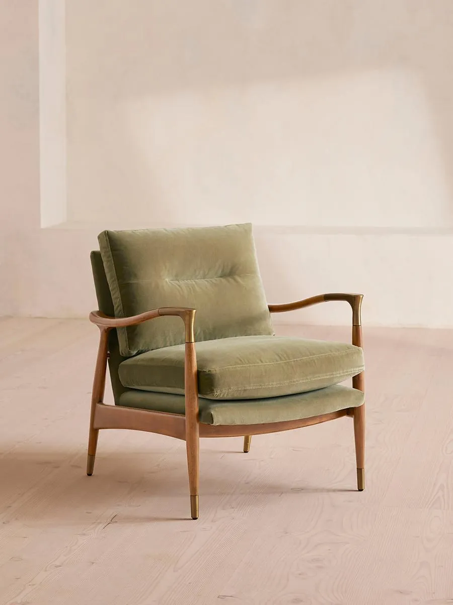 Theodore Armchair, Velvet, Lichen