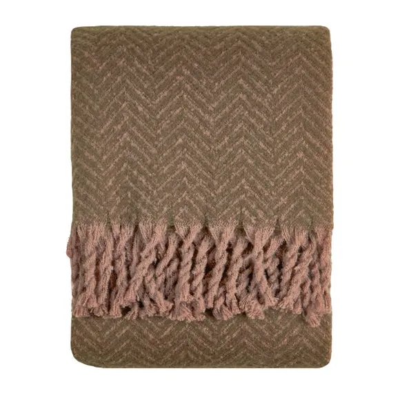 Furn Tweedie Brushed Herringbone Throw Mocha 130 X 180Cm, Brown 3