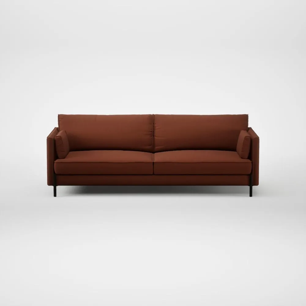 Heal's Tortona 4 Seater Sofa Smart Cotton Linen Rust Black Feet 1