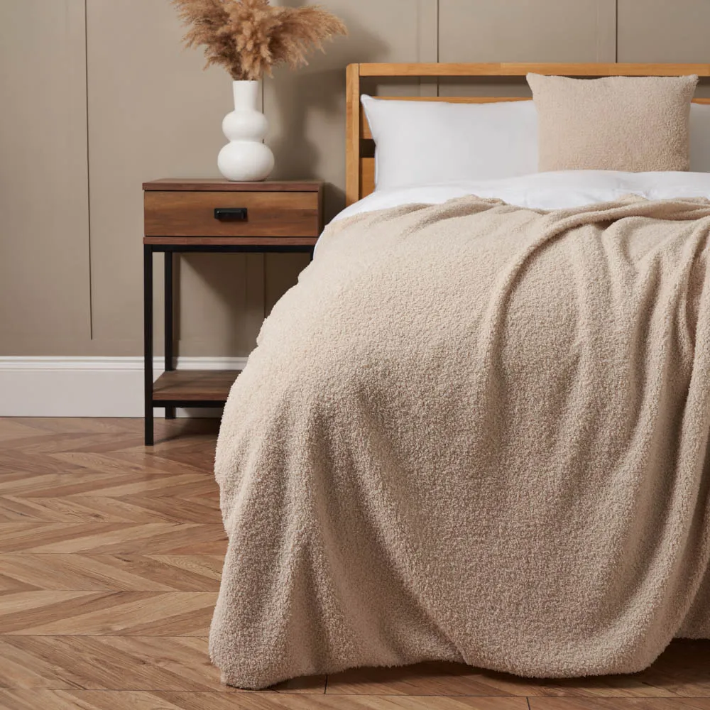 Really Soft Teddy Bear Fleece Throw, Natural 1