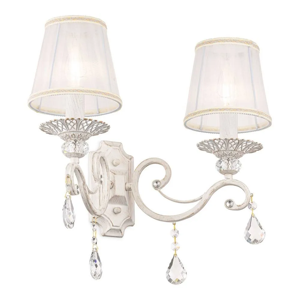 Netlighting Grace Wall Candle Lamp White with Gold & Crystal 2 Light E14 3