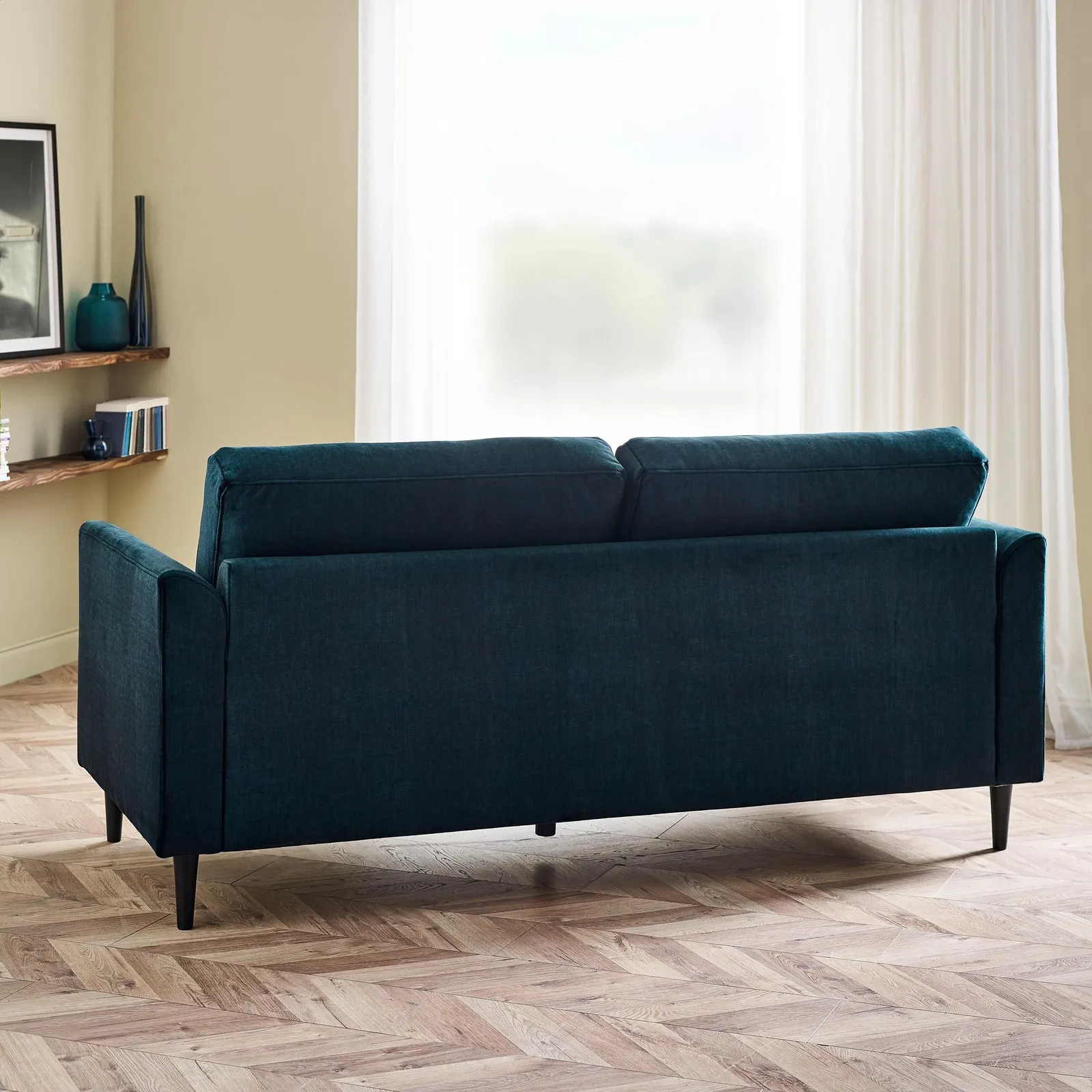 FurnitureboxUK Logan Fabric 3 Seater Sofa in Blue 3