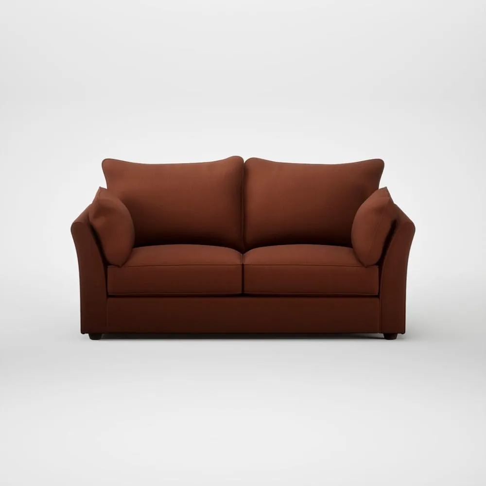 Heal's Tailor 3 Seater Sofa Smart Cotton Linen Rust Walnut Stained Feet 2