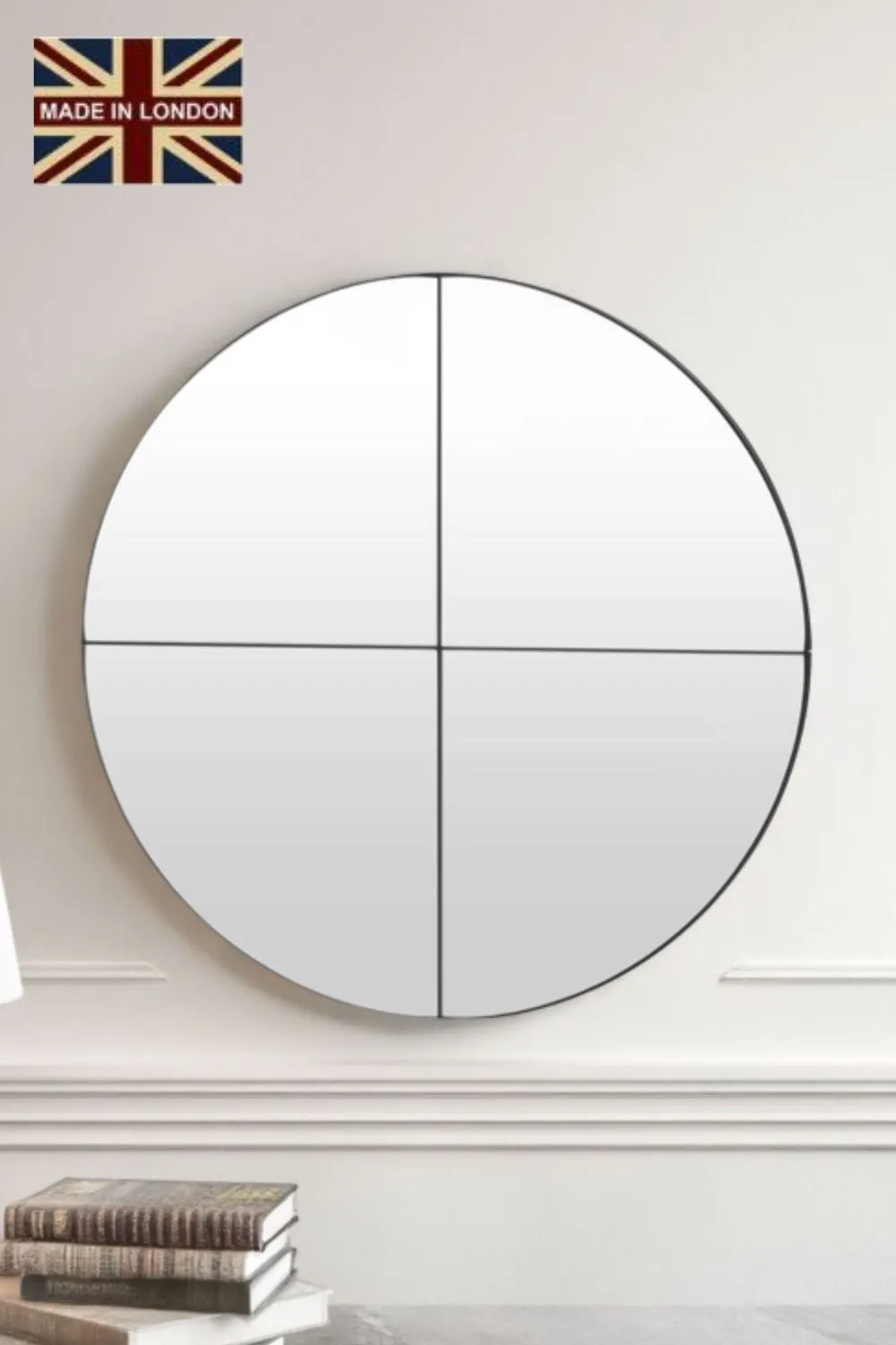 Yearn Mirrors Astoria Quadrant Round Mirror 87cm in Black