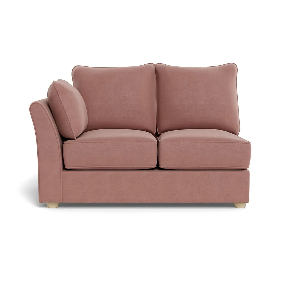 Heal's Tailor Double Unit Left Hand Facing Smart Luxe Velvet Dusky Pink Natural Beech Feet 1