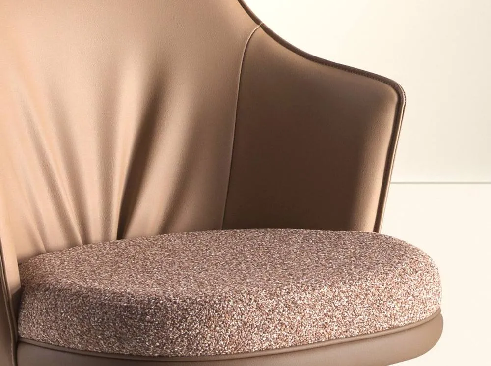 Angel Cerda Fabric Swivel Bar Stool with Leatherette Backrest in Brown 4