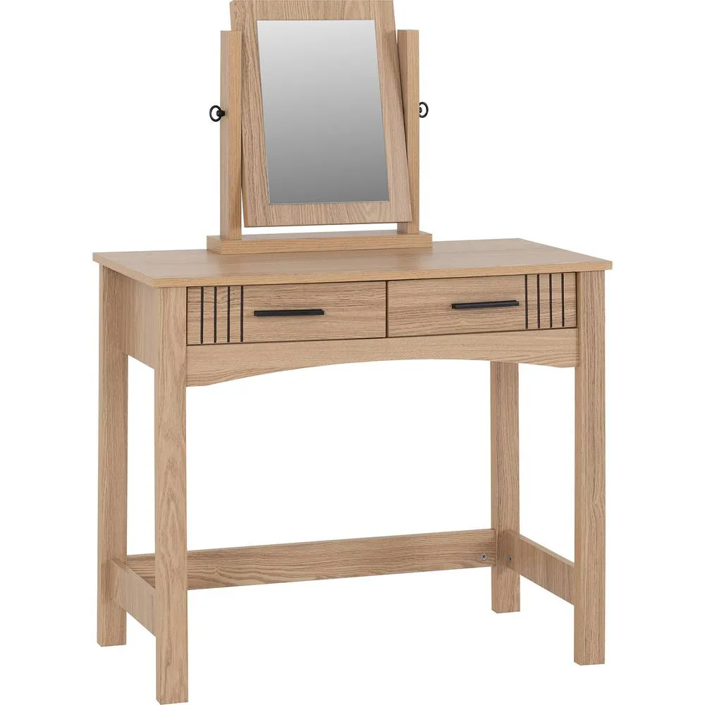 Seconique Tessa 2 Drawer Dressing Table Set - Natural Oak Effect in Light Oak 2