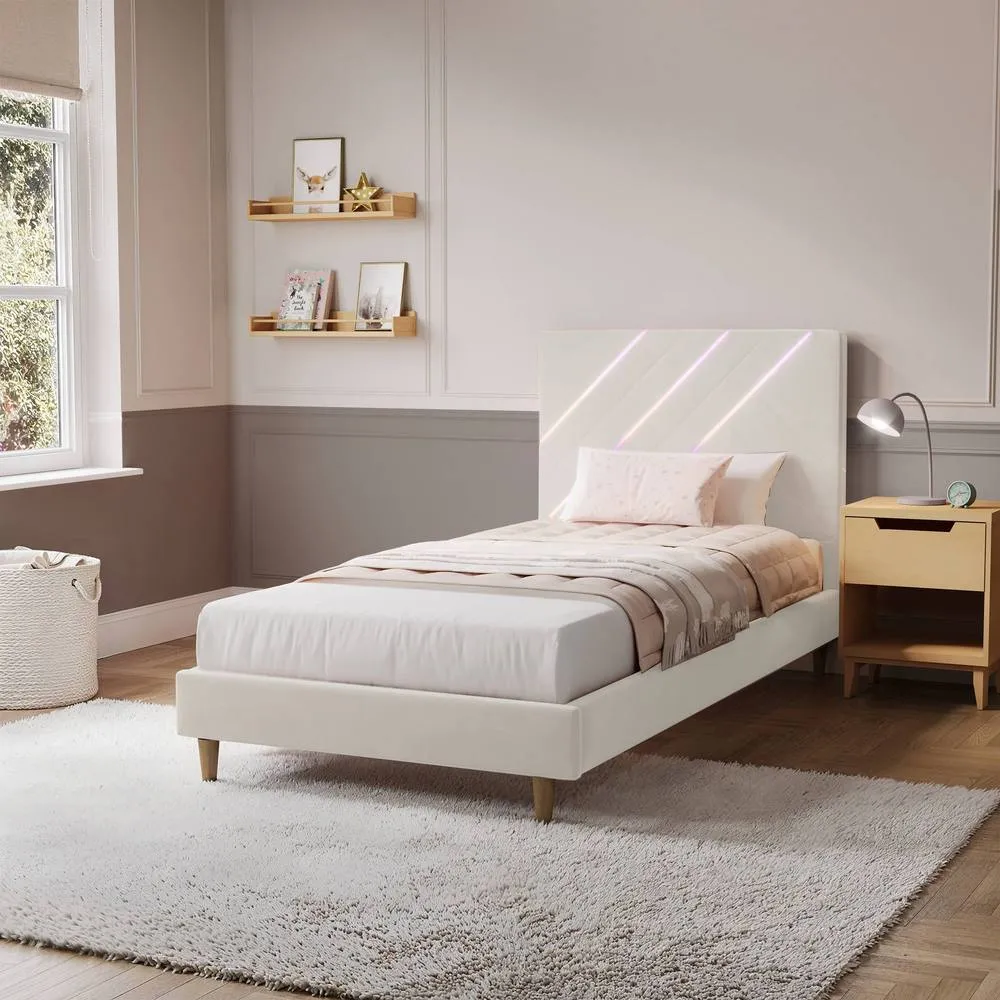 X Rocker Lily Single Bed Frame with App Controlled LED Lights in Ivory 1