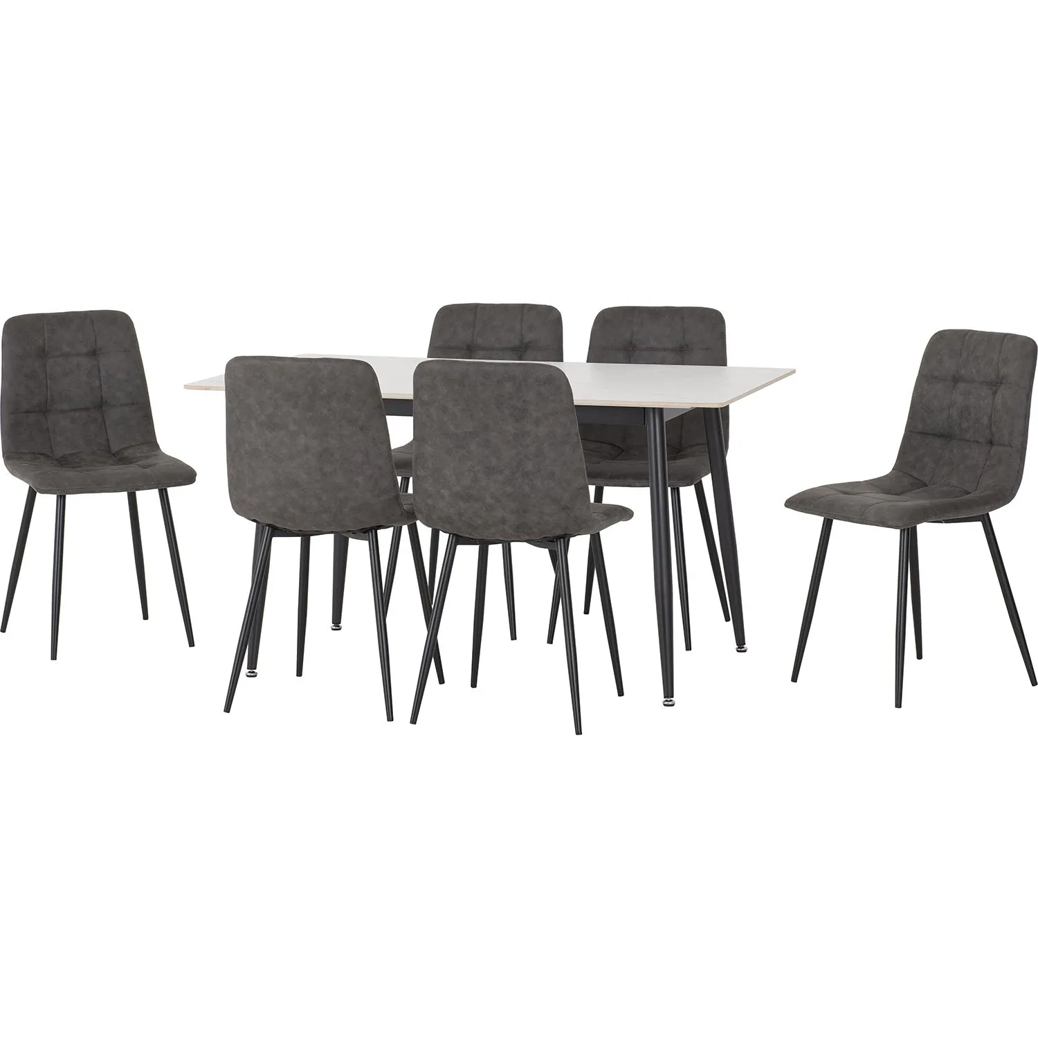 Seconique Fenton Dining Set (6 Chairs) in Dark Grey 2