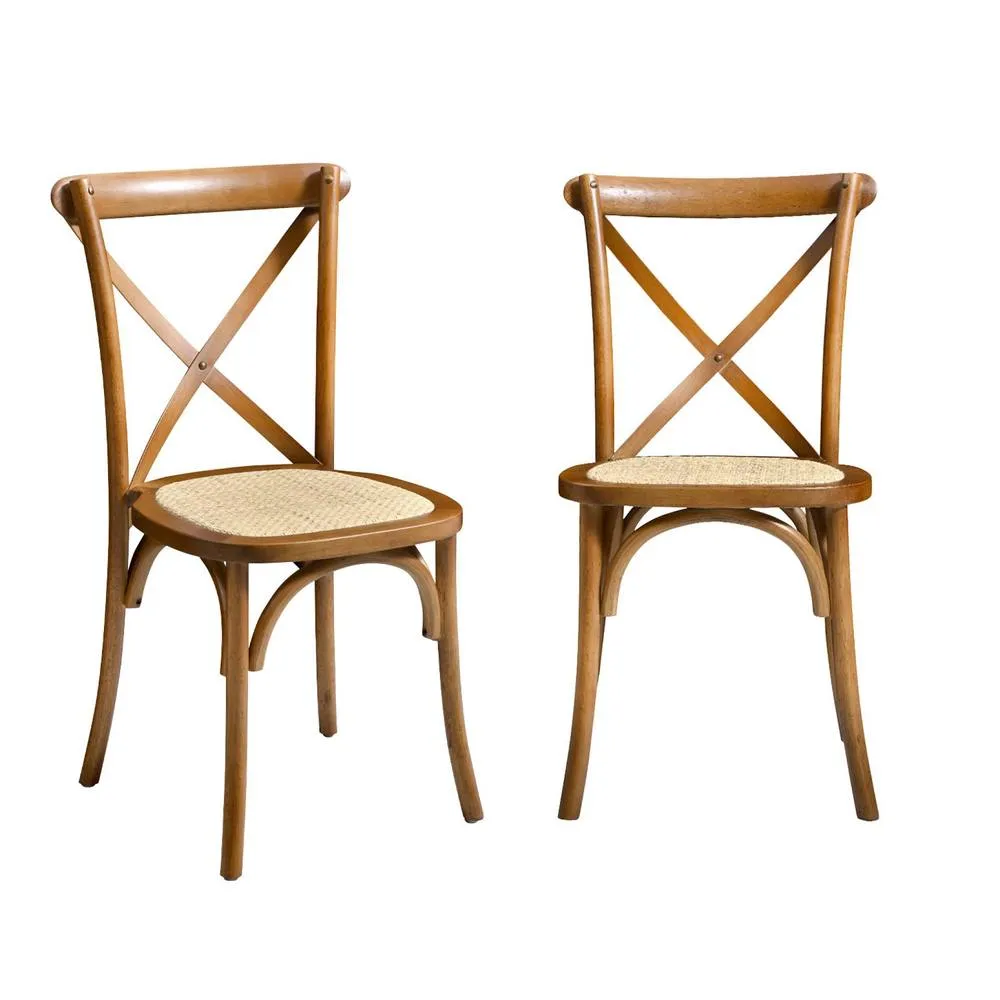 sweeek Set of 2 Vintage Wooden Bistro Chairs in Dark Brown 2