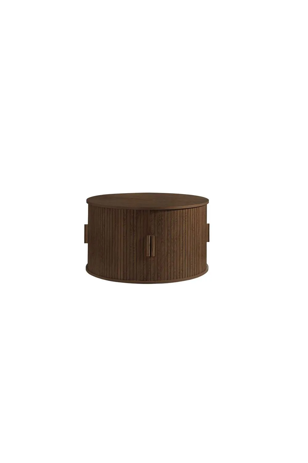 Birlea Axel Round Fluted Coffee Table with Storage Walnut in Brown 5