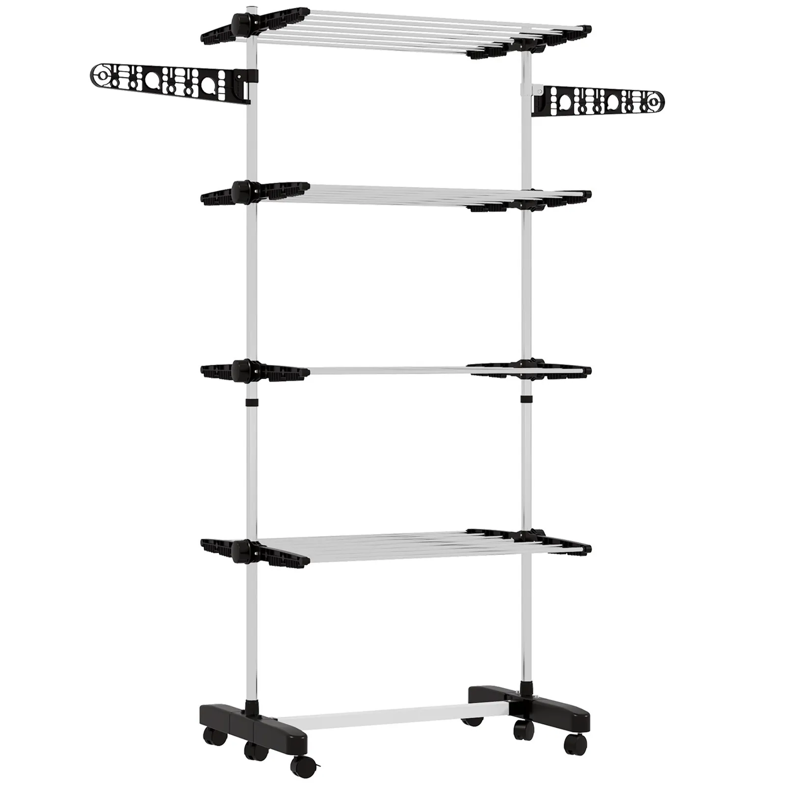 HOMCOM 4-Tier Large Clothes Airer Stainless Steel Clothes Drying Rack Black 2