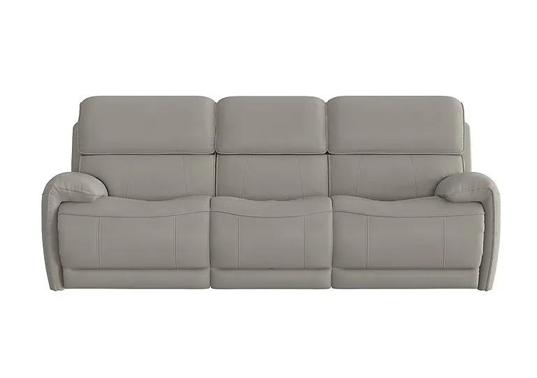Link 3 Seater Leather Power Recliner Sofa with Power Headrests - Silver Grey
