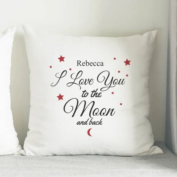 Personalised To The Moon & Back White Cushion 5