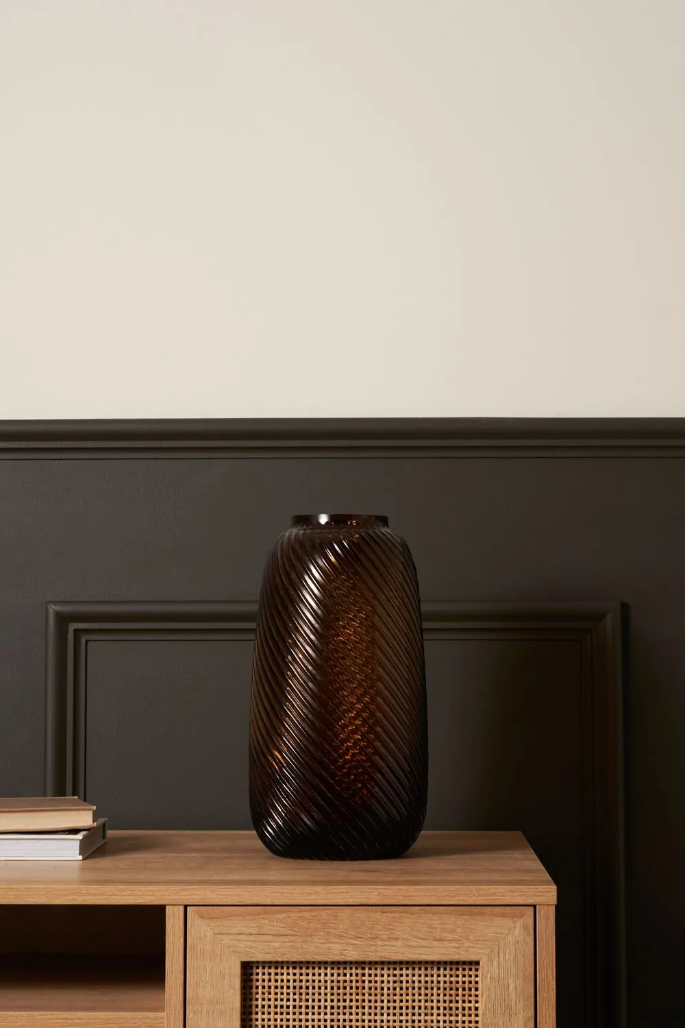BHS Cognac Tall Spiral Glass Vase in Amber 2