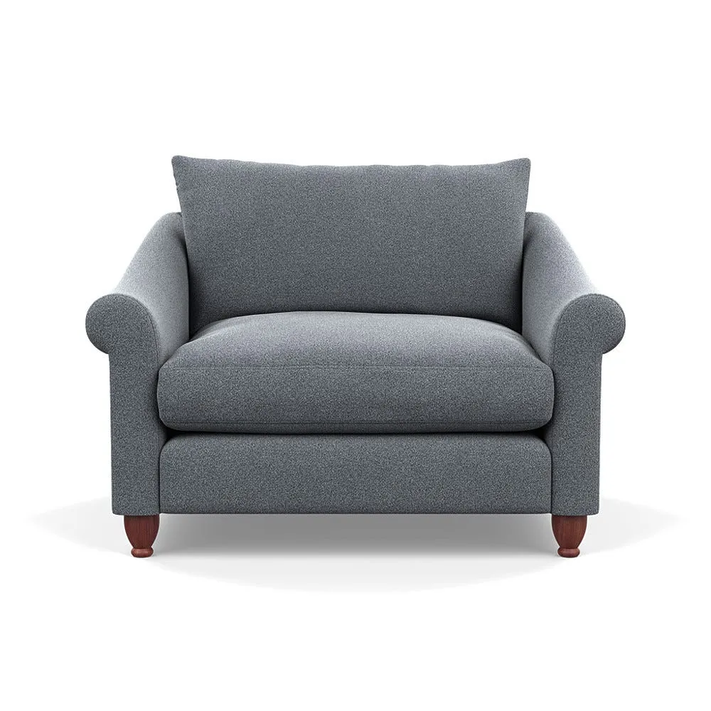 Heal's Devon Loveseat Boucle Steel Walnut Stained Feet