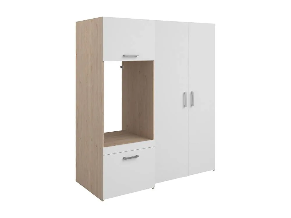 Vente-unique Washing Machine Cabinet With Cupboards & Double-Door Tower Unit - in Light Oak 5