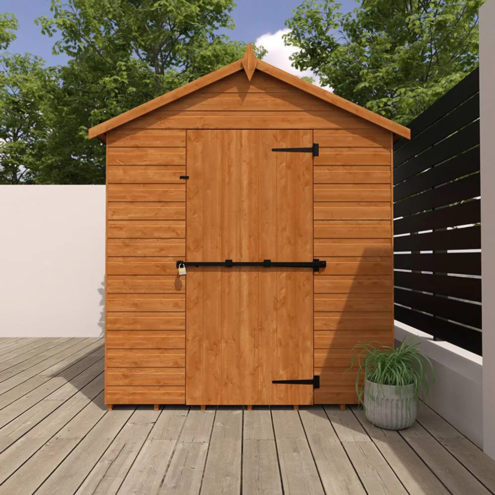 Buttercup Farm 8 x 6 Feet Security Apex 12mm Shed - Solid Wood/Softwood/Pine in Burnt Orange 5