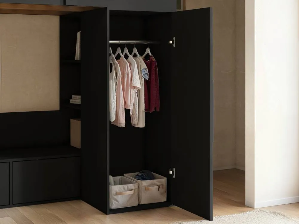 Flair Aspen Ribbed High Sleeper with Storage & Wardrobe in Black 3