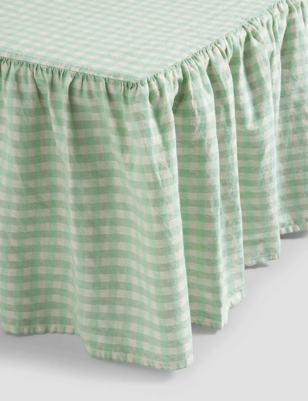 Piglet In Bed Linen Rich Gingham Valance Sheet Green Mix