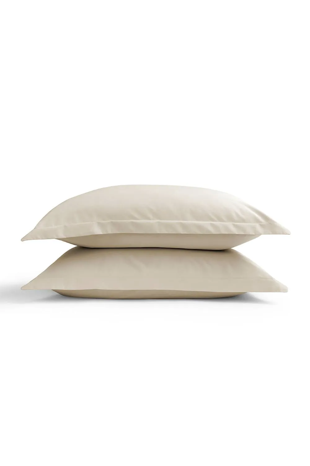 CHRISTY 400TC Luxury Cotton Sateen Plain Dye Oxford Pillowcases Pair in Light Beige 1