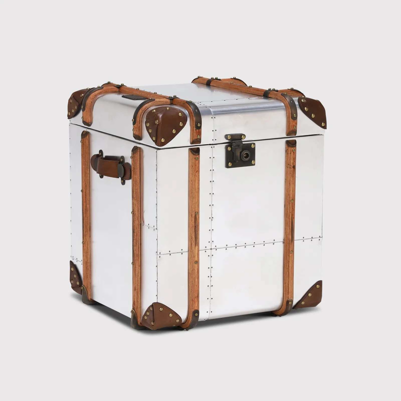 Timothy Oulton Globetrekker Side Table, Silver Metal | Barker & Stonehouse
