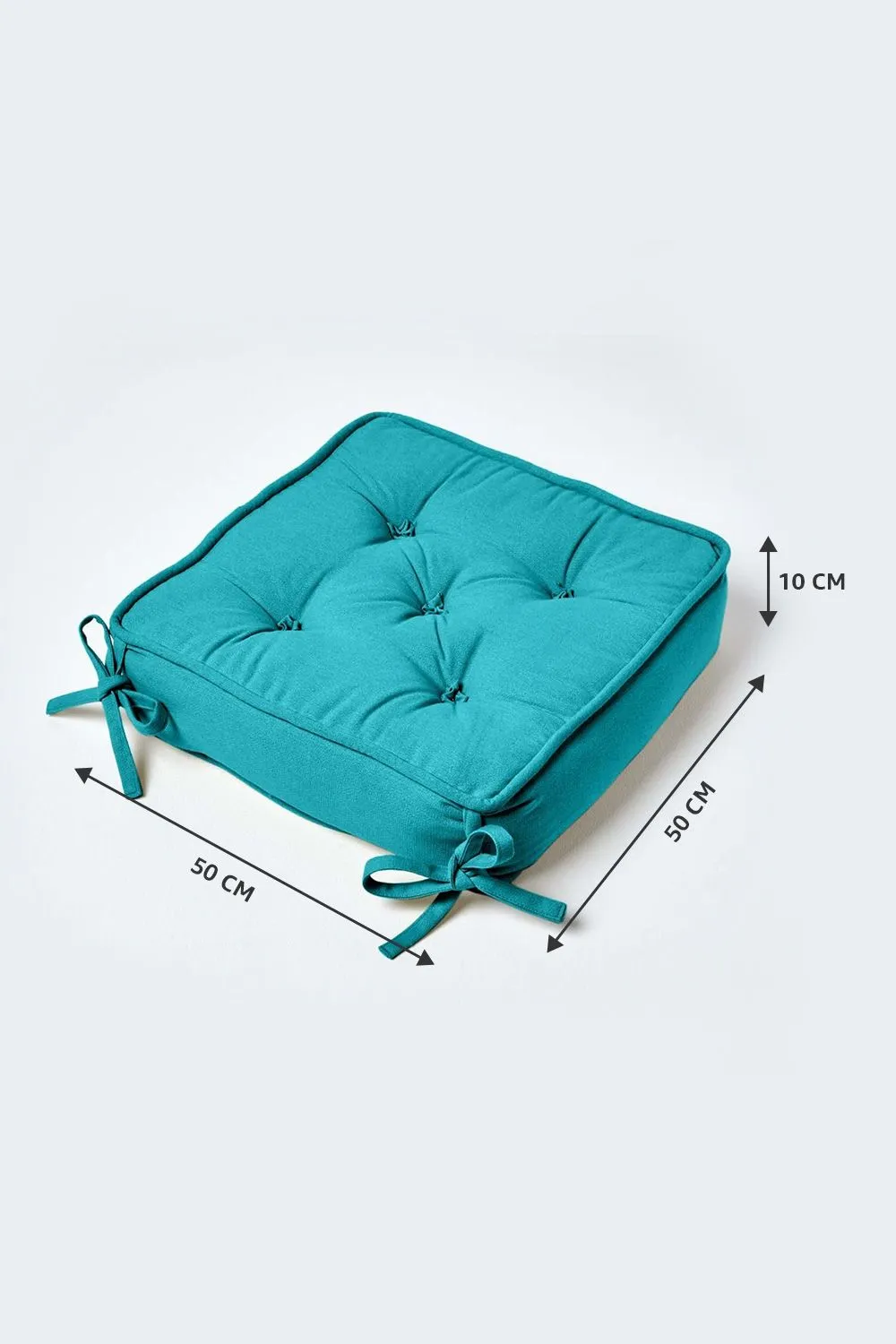 Homescapes Cotton Dining Chair Booster Cushion in Teal 2