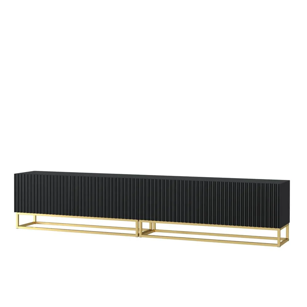 Creative Furniture Ripple Duo TV Unit 200cm - Modern Fluted Design with Push to Open Doors in Black 6
