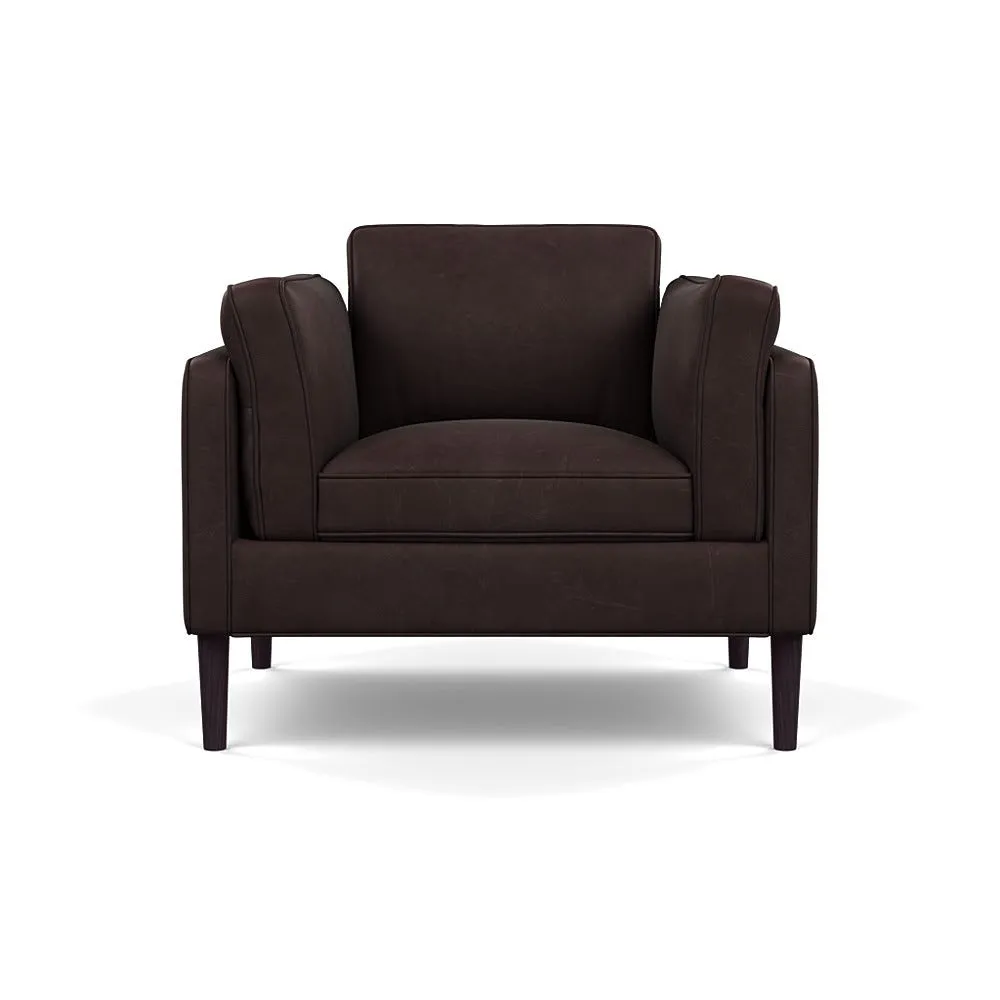 Heal's Sonno Armchair Heritage Leather Dark Walnut 2069 Wenge Black Feet