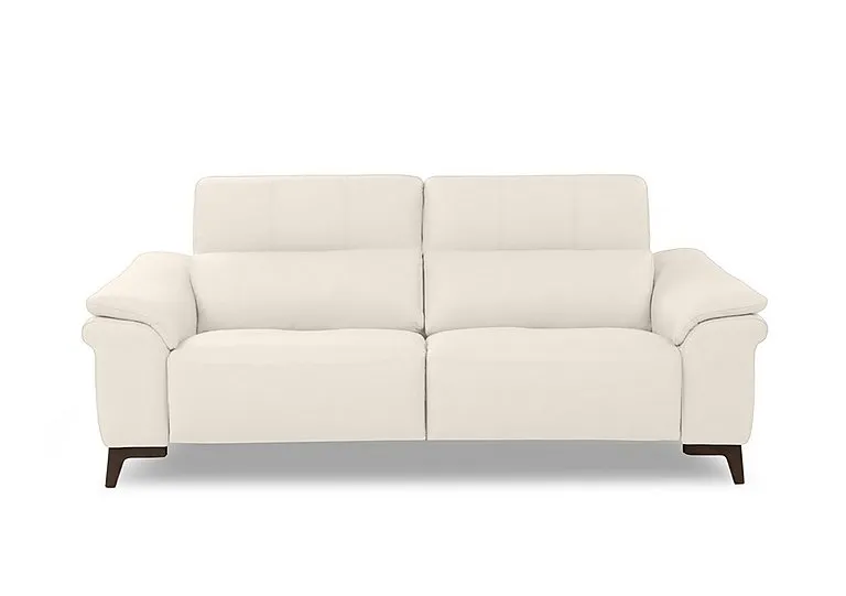 Marconi 3 Seater Leather Recliner Sofa with Headrests and Power Lumbar - Torello Bianco Puro