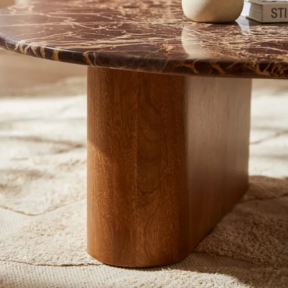 Pondus Coffee Table, Real Cherry Marble and Mango Wood 4
