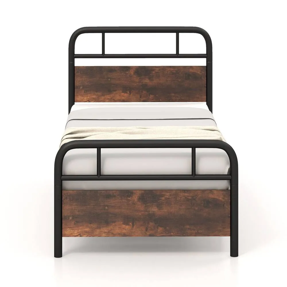 Costway Single Size Bed Frame Platform Metal Slats Support Bed