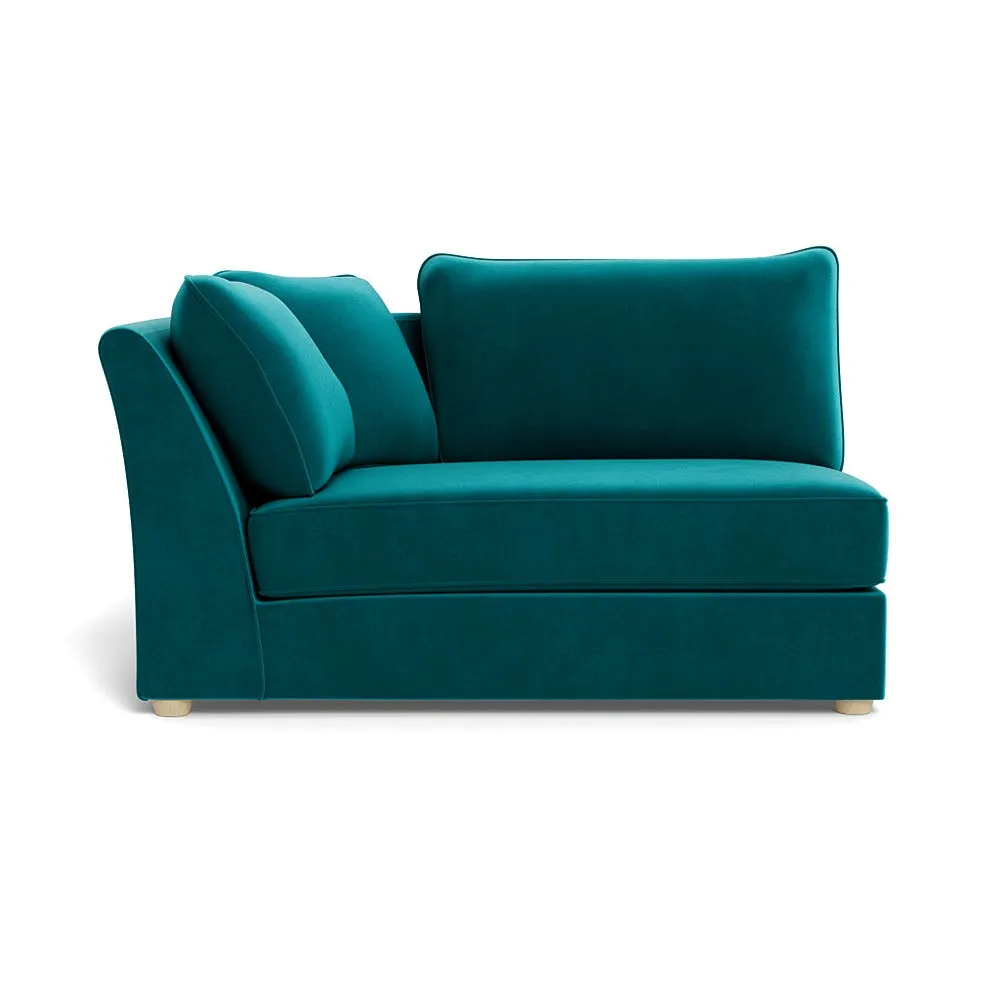 Heal's Tailor Large Curved Left Hand Facing Corner Unit Smart Velvet Petrol Natural Feet