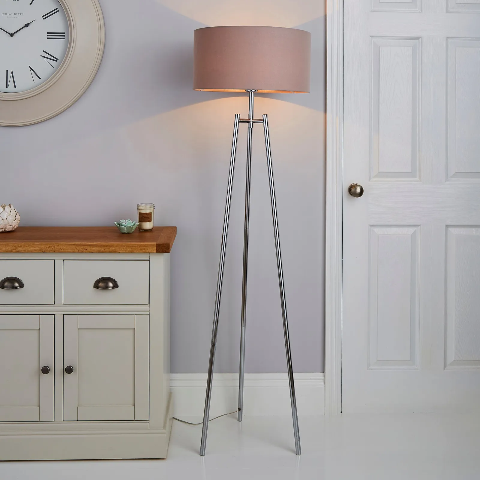 Nora Tripod Floor Lamp Chrome Chrome