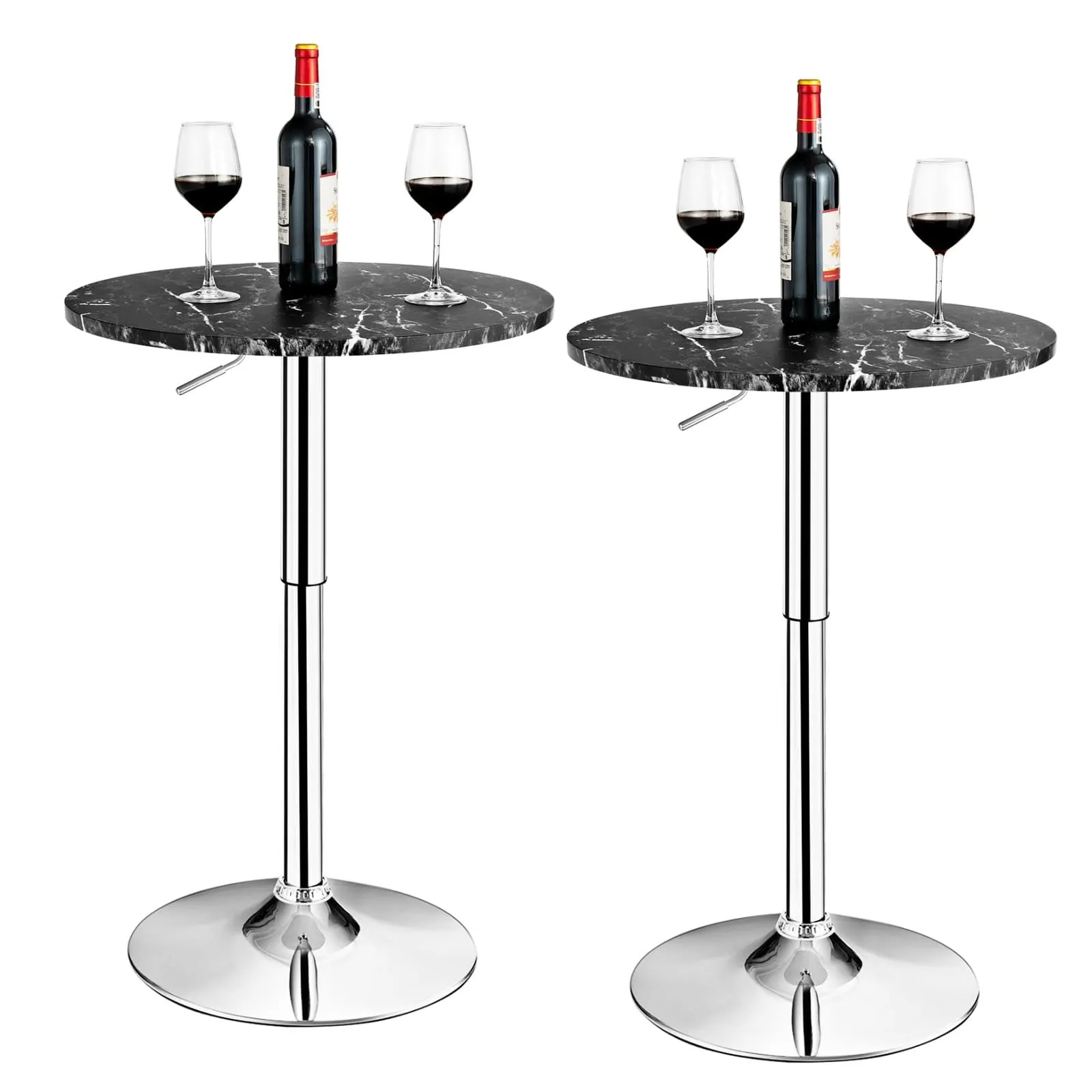 Costway 2Pcs Modern Bar Table Multifunctional Round Pub Table in Black 1