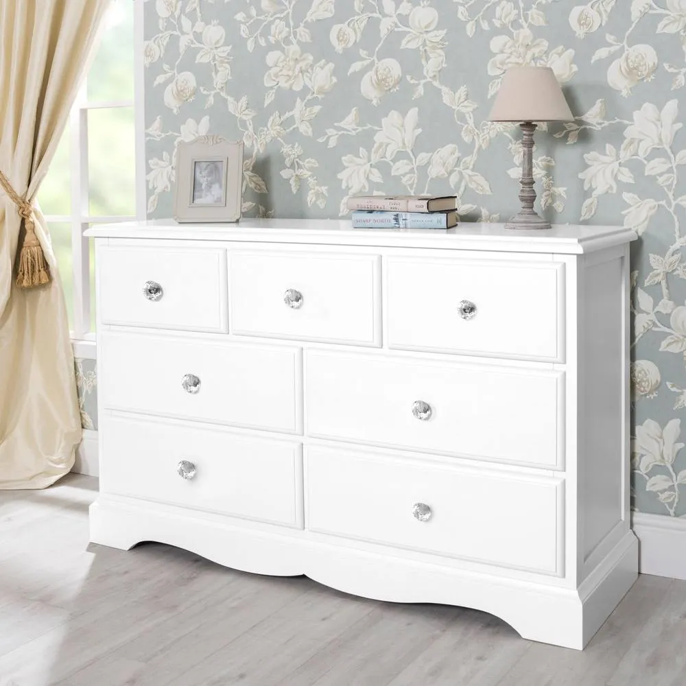 Statement Furniture Romance 3 Over 4 Chest of Drawers with Crystal Handles in Cool White 4