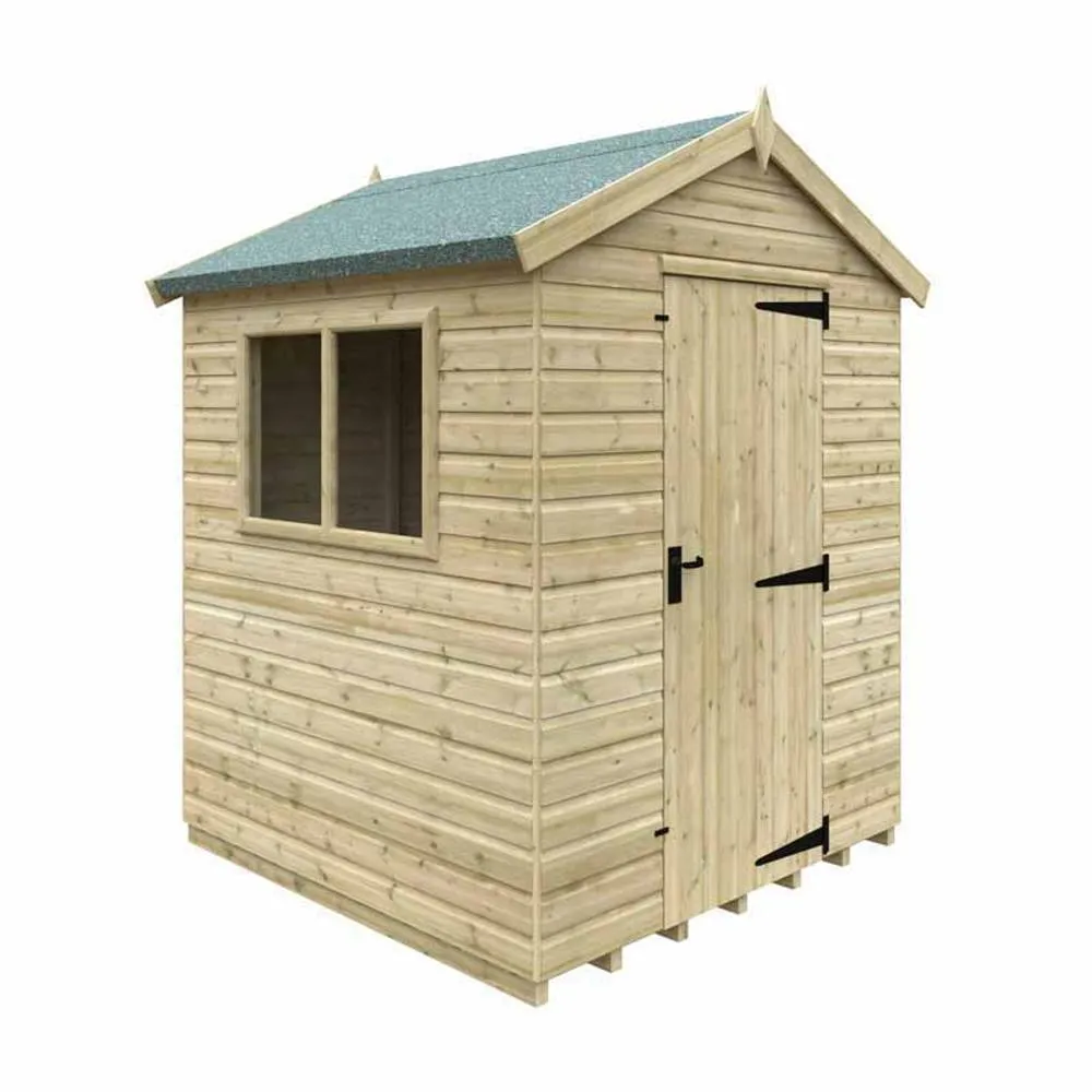 Buttercup Farm 6 x 6 Feet Apex Premier 16mm Shed - Solid Wood/Softwood/Pine in Natural