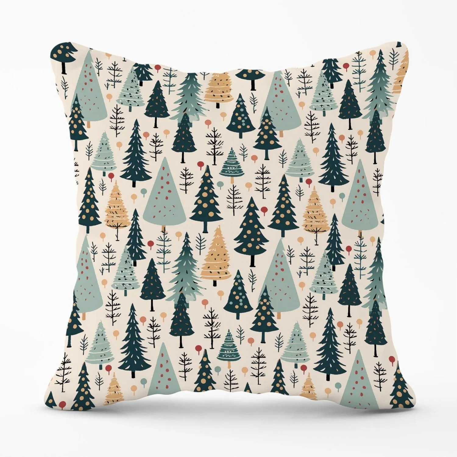 Warren Reed - Designer Boho Inspired Christmas Tree Pattern Outdoor Cushion in Green