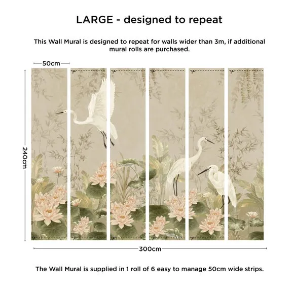 Cranberry and Laine Opulent Crane Wall Mural 4