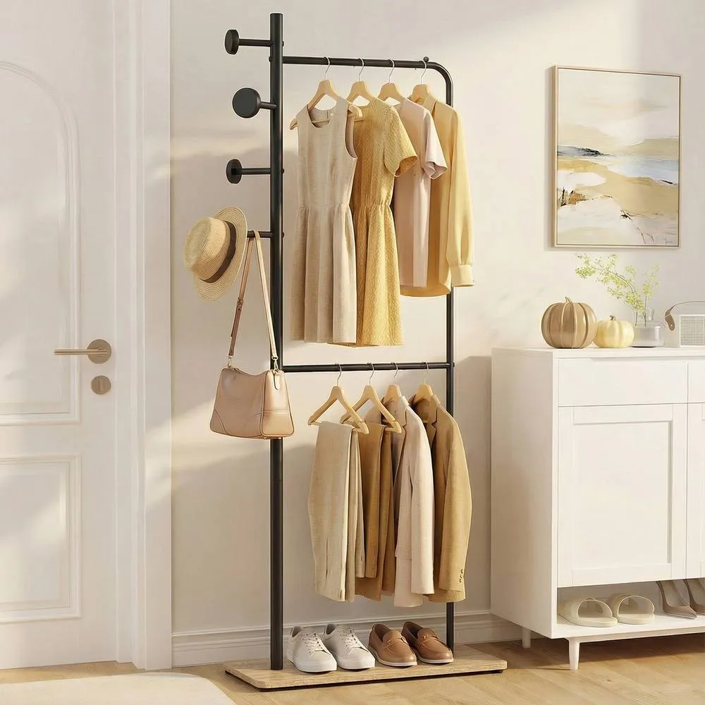 Costway Double Rods Clothes Hanging Rack in Black 4