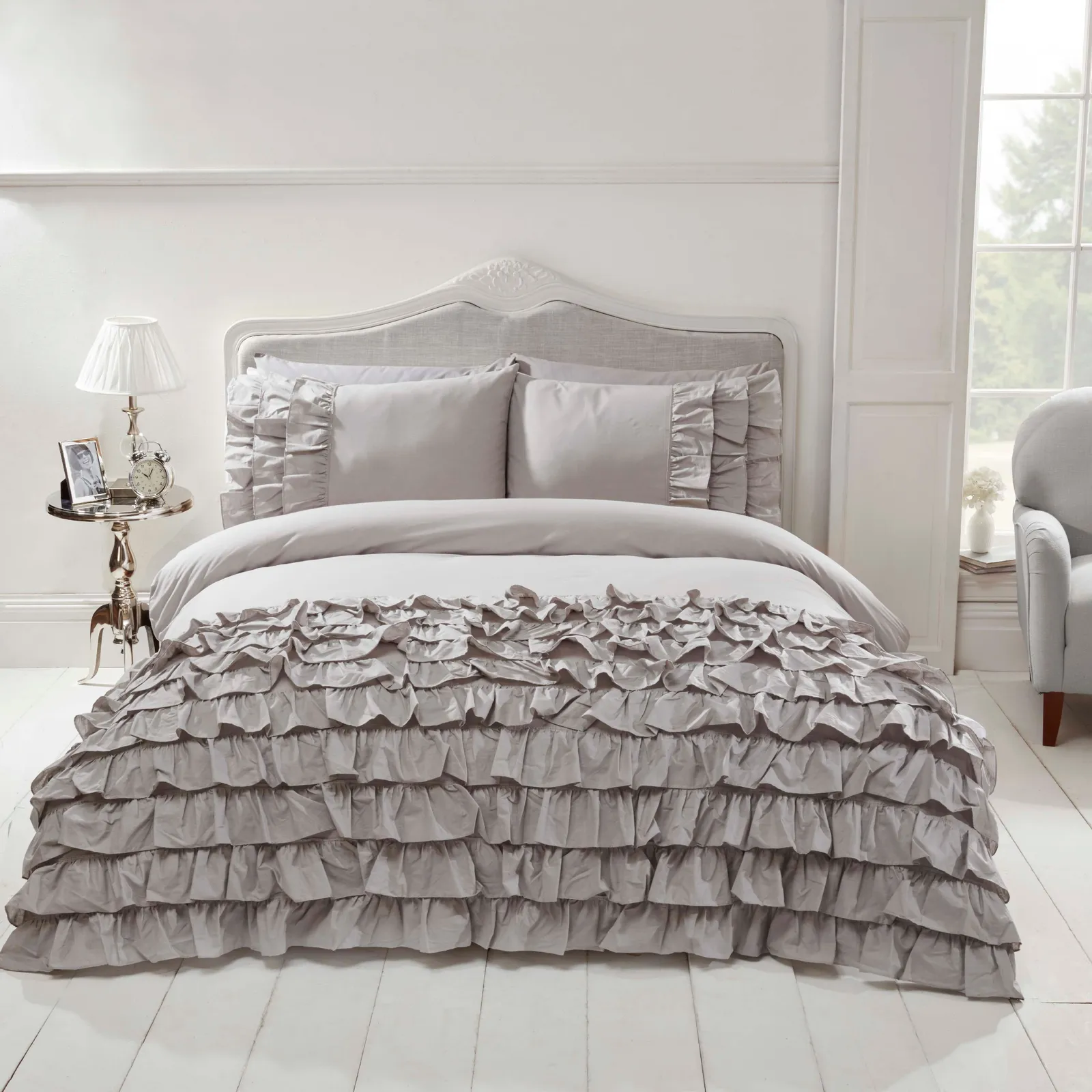 Rapport Home Flamenco Polycotton Duvet Cover Set With Pillowcase in Grey