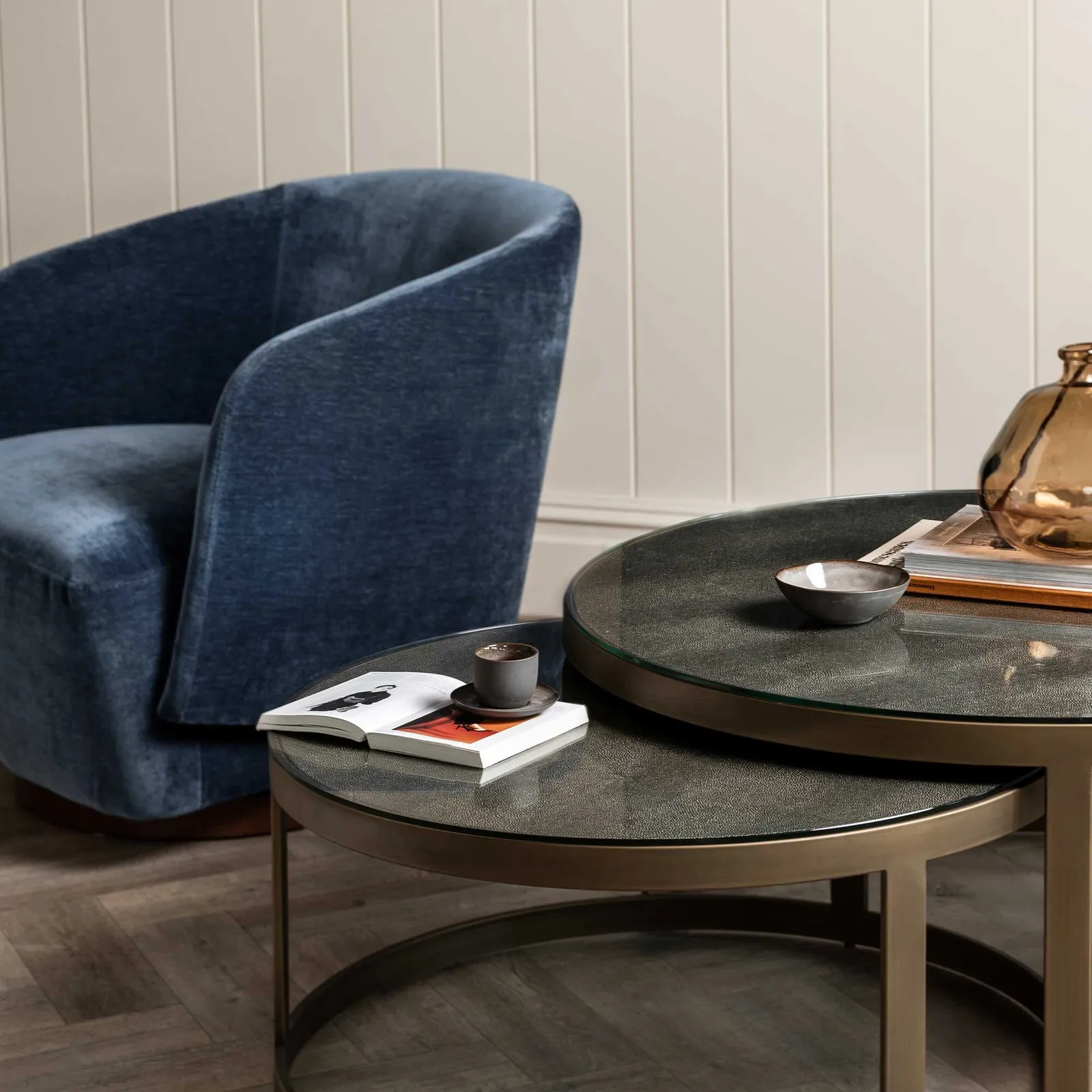 Pellaro Swivel Armchair, Blue Fabric | Barker & Stonehouse 6