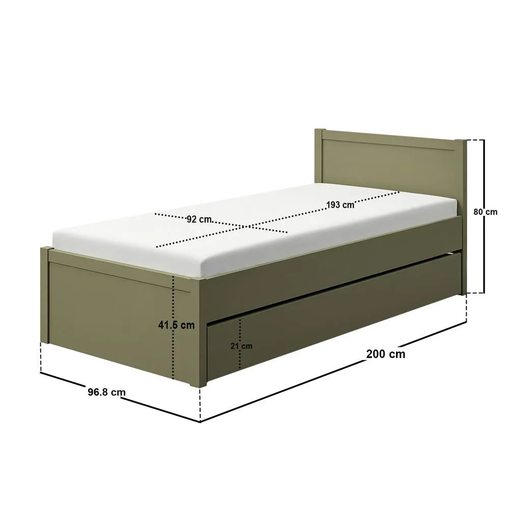Flair Oli Single Wooden Bed with Drawers in Green 6